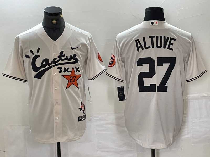 Men's Houston Astros #27 Jose Altuve Cream Cactus Jack Vapor Premier Stitched Baseball Jersey,We sell and wholesale Men's Houston Astros #27 Jose Altuve Cream Cactus Jack Vapor Premier Stitched Baseball Jersey on line form chian!
